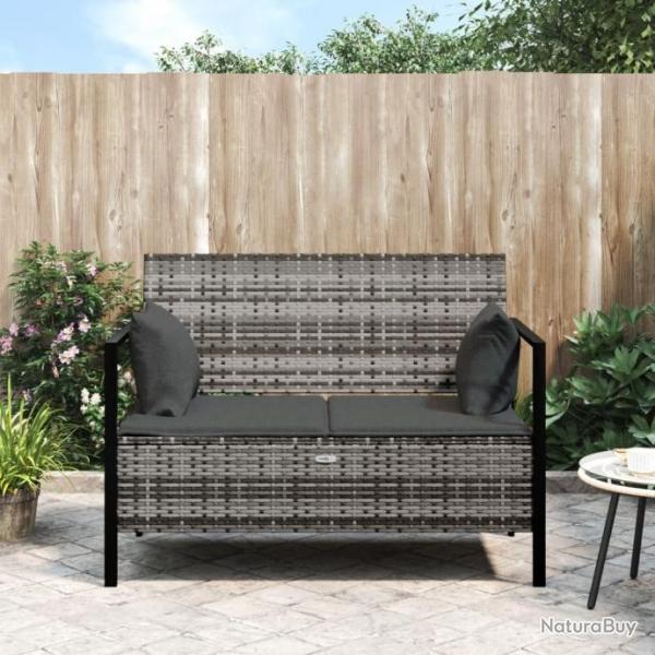 Banc de Jardin  2 Places avec Coussins Gris Rsine Tresse