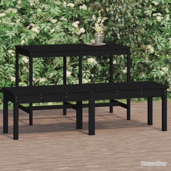 Banc de jardin  2 places noir 159,5x44x45cm bois massif de pin