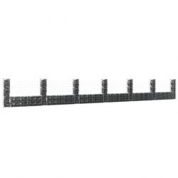 Panier de gabion en forme de U avec 7 poteaux Fer 740x20x100 cm