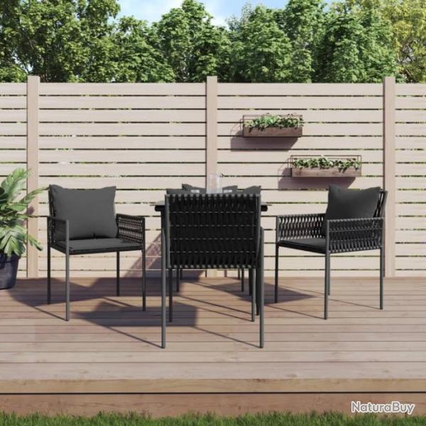 Ensemble  manger de jardin 5 pcs coussins rsine tresse acier