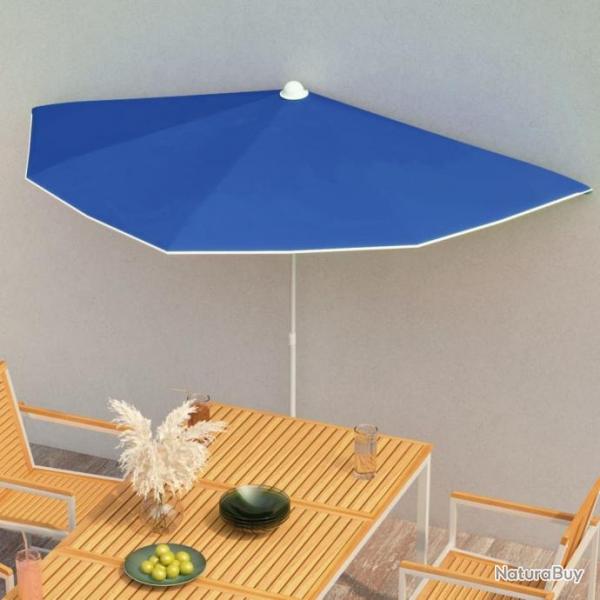 Demi-parasol de jardin avec mt 180x90 cm Bleu azur