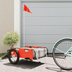 Remorque de vélo cargo orange tissu oxford et fer