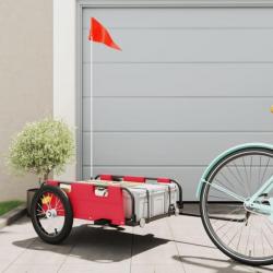 Remorque de vélo cargo rouge tissu oxford et fer