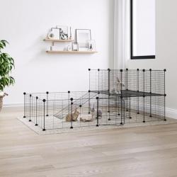 Cage animaux de compagnie à 36 panneaux et porte Noir 35x35 cm