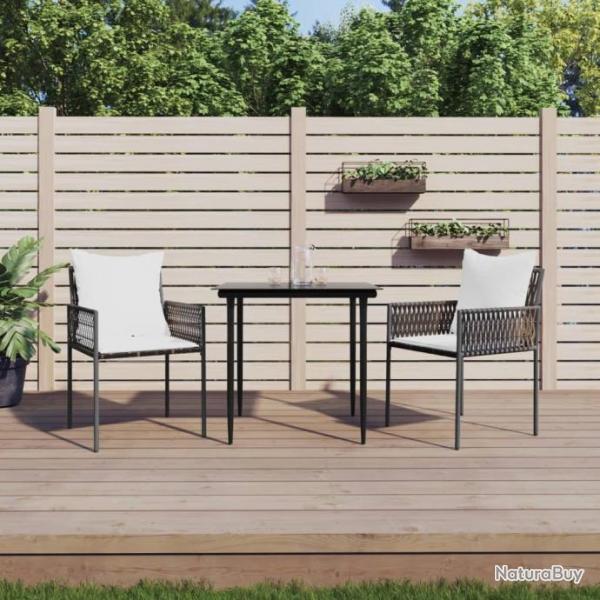 Chaises de jardin et coussins lot de 2 marron 54x61x83 cm rotin