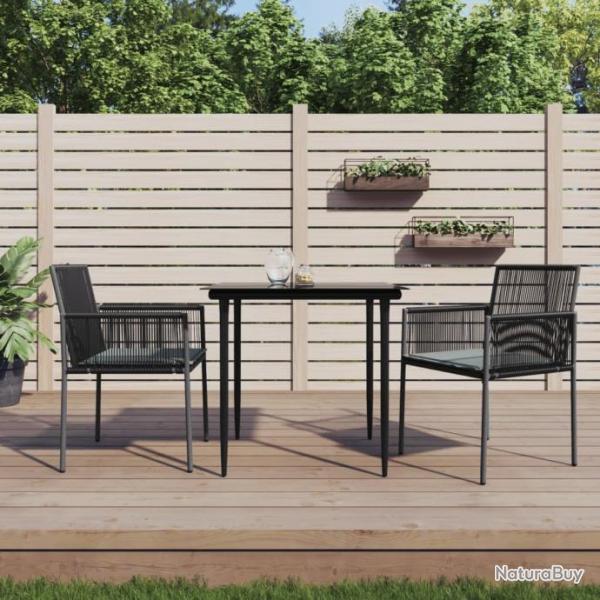 Chaises de jardin et coussins lot de 2 noir 54x60,5x83,5 cm