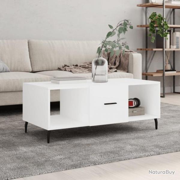 Table basse blanc 102x50x40 cm bois d'ingnierie