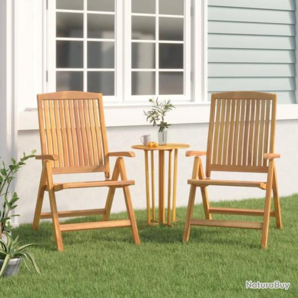 Chaises de jardin inclinables 2 pcs bois massif de teck