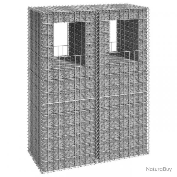 Poteaux  panier de gabion 2 pcs 50x50x140 cm Fer