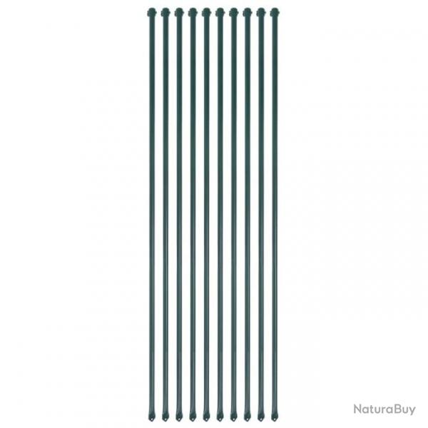 Poteau de jardin 10 pcs 1,5 m Mtal Vert