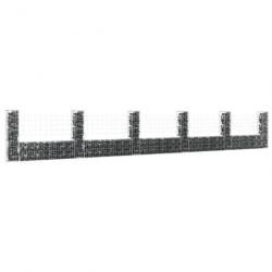 Panier de gabion en forme de U avec 6 poteaux Fer 620x20x100 cm