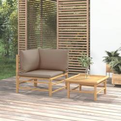 Salon de jardin 2 pcs avec coussins taupe bambou