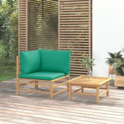 Salon de jardin 2 pcs avec coussins vert bambou