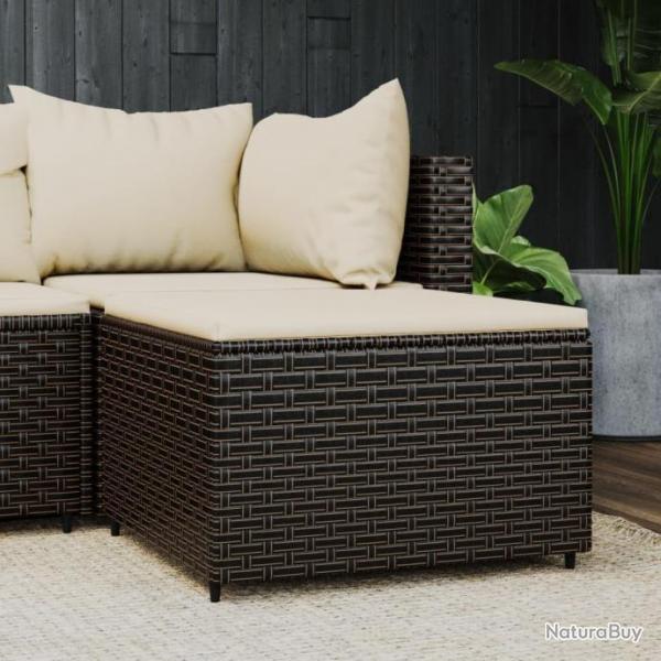 Repose-pied de jardin avec coussin marron rsine tresse