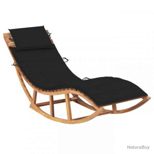 Chaise longue  bascule avec coussin Bois de teck solide