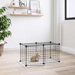 Cage animaux de compagnie à 8 panneaux et porte Noir 35x35 cm