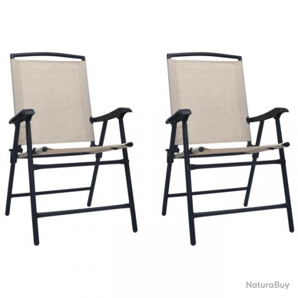 Chaises de jardin pliables 2 pcs Textilne Crme