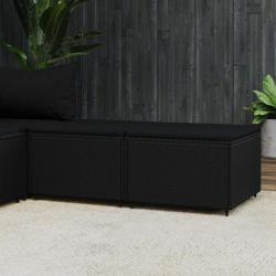 Repose-pieds de jardin avec coussins 2 pcs noir résine tressée