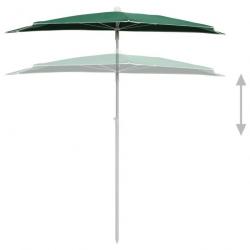 Demi-parasol de jardin avec mât 180x90 cm Vert