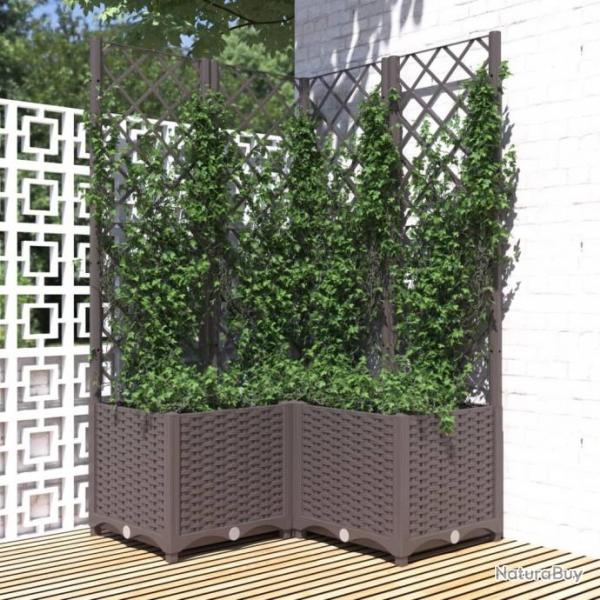 Jardinire avec treillis Marron 80x80x136 cm PP