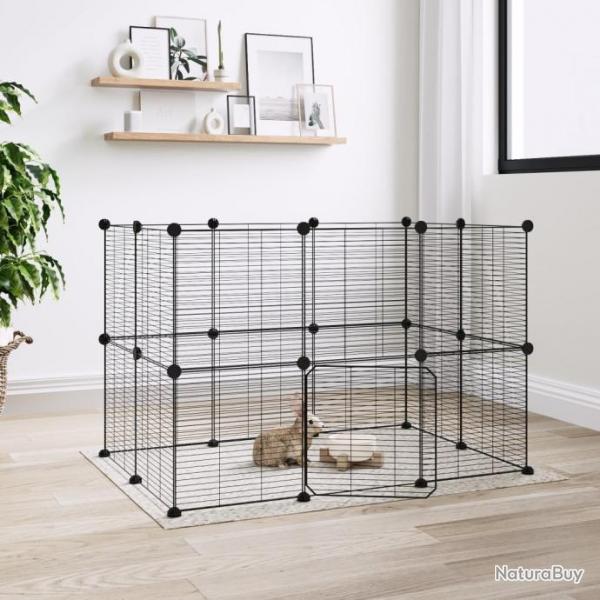 Cage animaux de compagnie  20 panneaux et porte Noir 35x35 cm