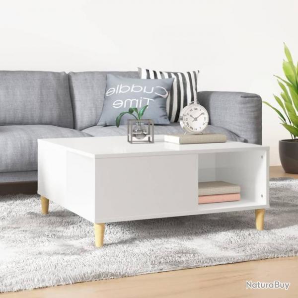 Table basse blanc brillant 80x80x36,5 cm bois d'ingnierie