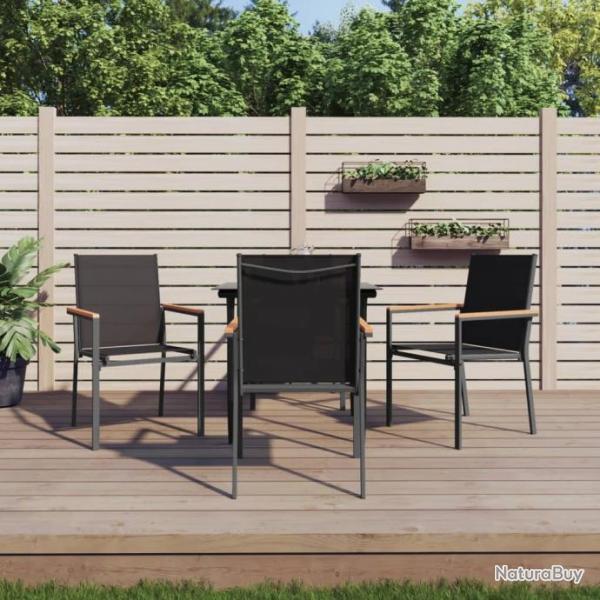 Ensemble  manger de jardin 5 pcs noir textilne et acier