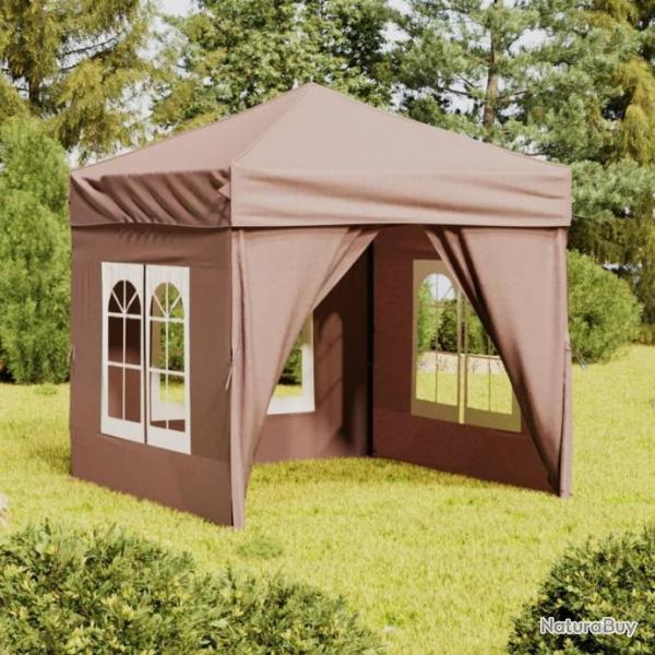 Tente de rception pliable avec parois Taupe 2x2 m