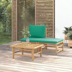 Salon de jardin 3 pcs avec coussins vert bambou