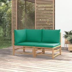 Salon de jardin 2 pcs avec coussins vert bambou