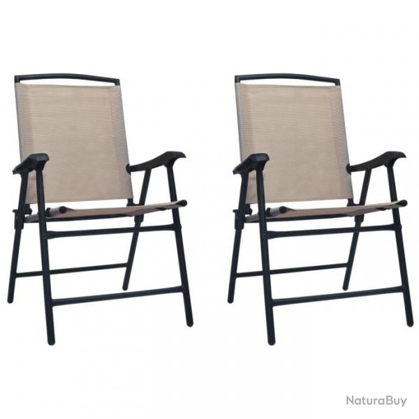 Chaises de jardin pliables 2 pcs Textilne Taupe