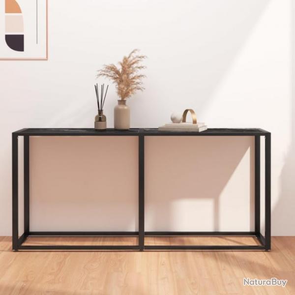 Table console Marbre noir 160x35x75,5 cm Verre tremp