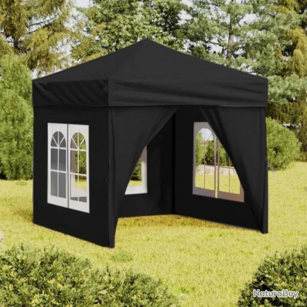 Tente de rception pliable avec parois Noir 2x2 m