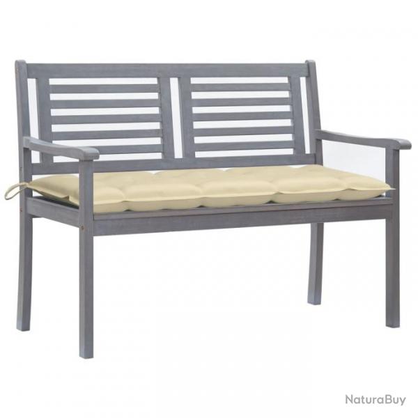 Banc de jardin 2 places avec coussin 120 cm Gris Eucalyptus