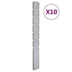 Poteaux de clôture 10 pcs argenté 180 cm acier galvanisé