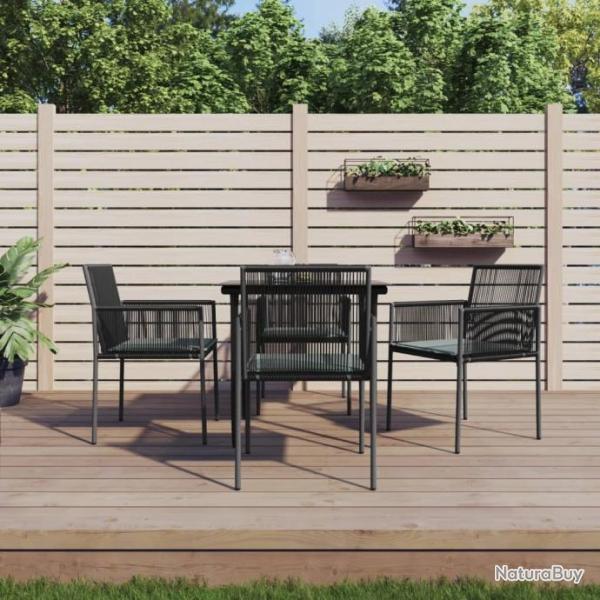 Ensemble  dner de jardin coussins 5 pcs noir rotin et acier