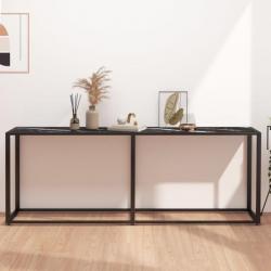 Table console Marbre noir 200x35x75,5 cm Verre trempé