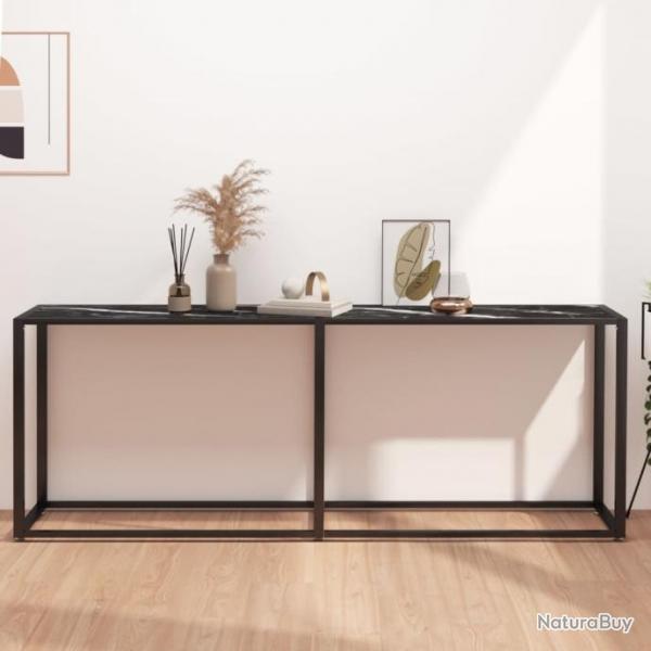 Table console Marbre noir 200x35x75,5 cm Verre tremp