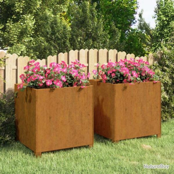 Jardinires avec pieds 2 pcs Rouill 49x47x50 cm Acier corten