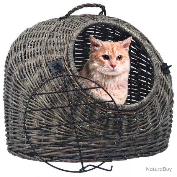 Cage de transport pour chats Gris 60x45x45 cm Saule naturel