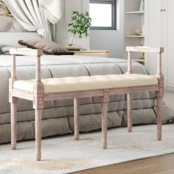 Banc beige 110x40x70 cm lin