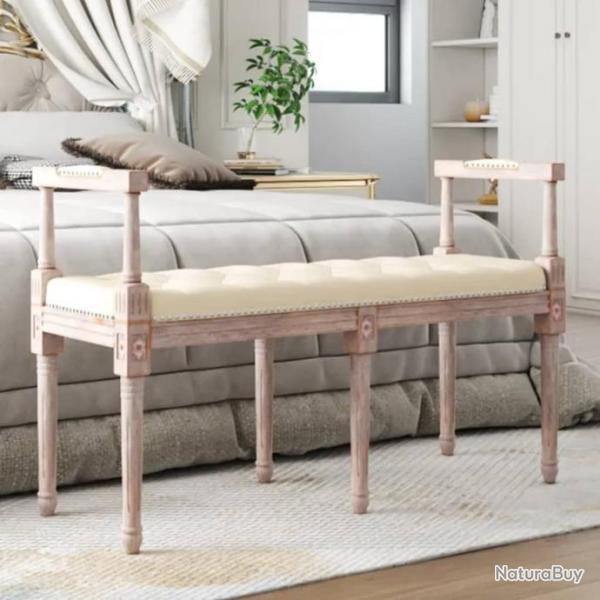 Banc beige 110x40x70 cm lin