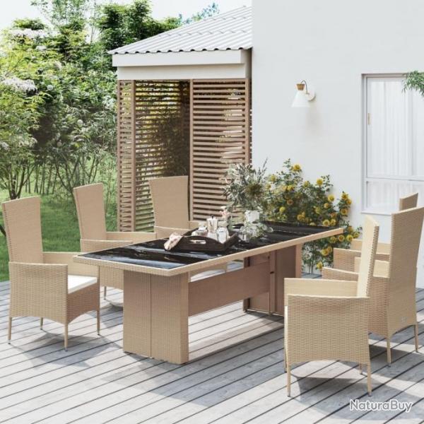 Table de jardin plateau en verre Rsine tresse verre tremp