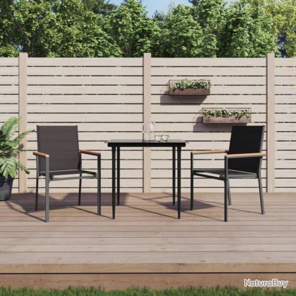 Ensemble  manger de jardin 3 pcs noir textilne et acier