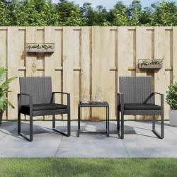 Ensemble à manger de jardin coussins 3 pcs gris foncé rotin PP