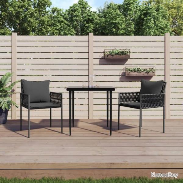 Ensemble  manger de jardin 3 pcs coussins rsine tresse acier