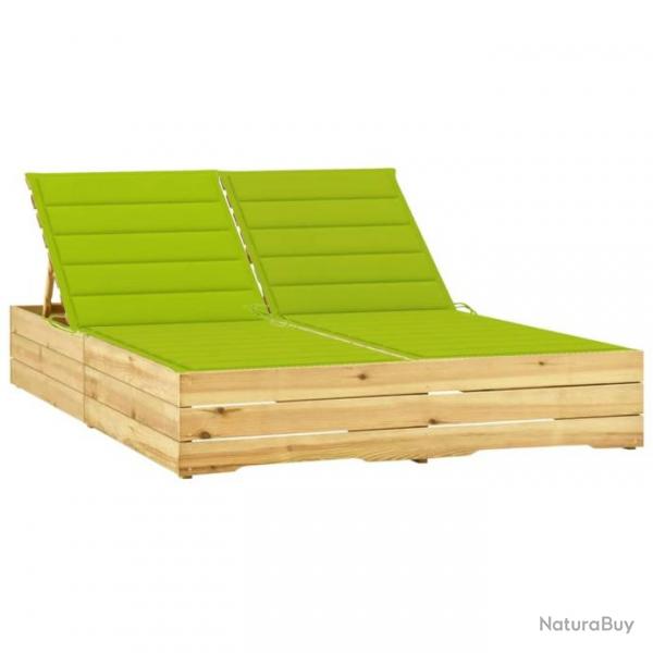 Chaise longue double et coussins vert vif Bois de pin imprgn