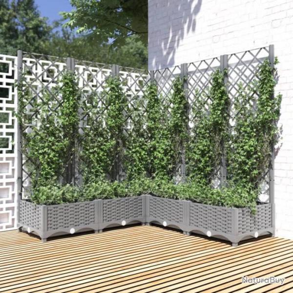 Jardinire avec treillis Gris clair 120x120x121,5 cm PP