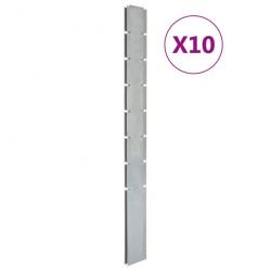 Poteaux de clôture 10 pcs argenté 200 cm acier galvanisé