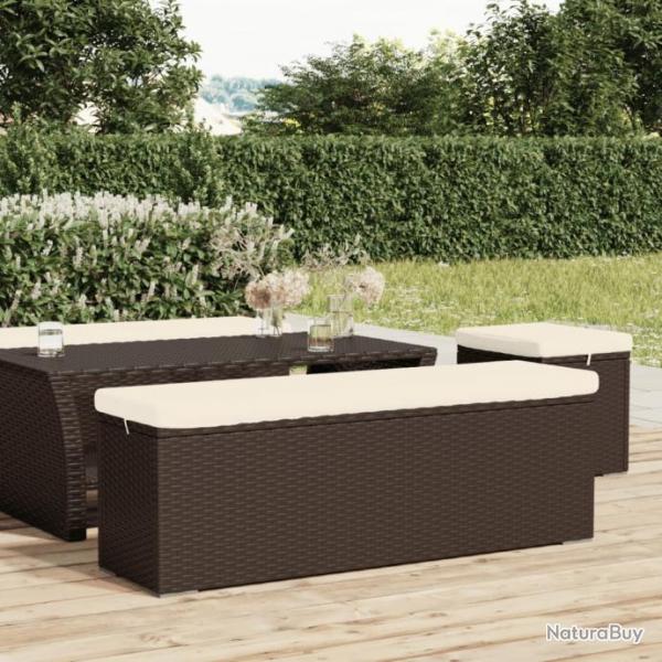 Banc pouf avec coussin marron 110x30x40 cm rsine tresse